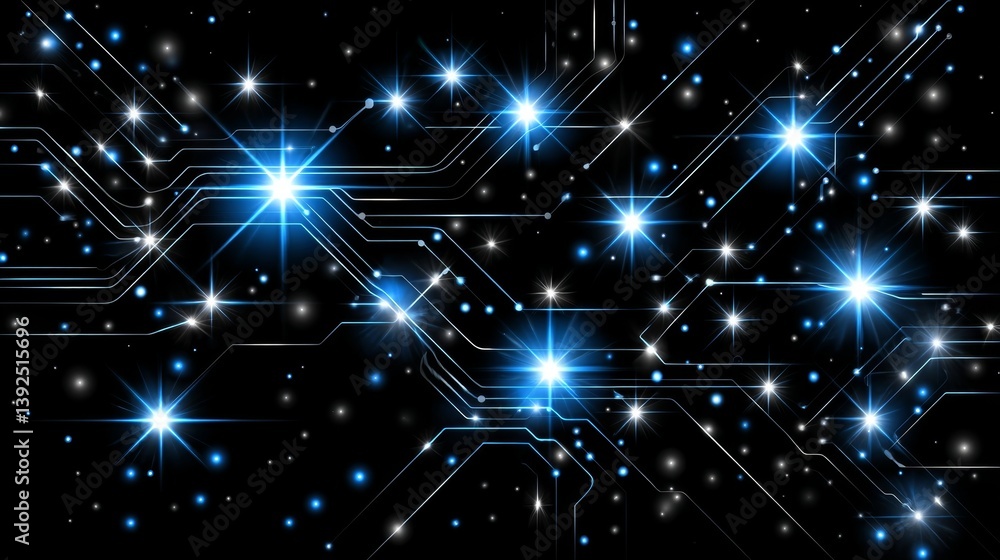Poster a modern digital illustration features an abstract ai circuit board background with interconnected b