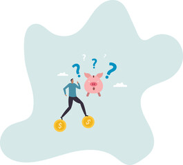 Finance question or saving problem, doubt or confusion, banking or economic uncertainty, contemplation or money solution,character for design.