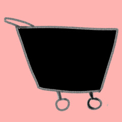 Cute black and gray shopping cart drawing