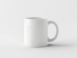 Fototapeta premium White Ceramic Coffee Mug with Smooth Surface on Minimal Background