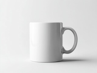 Fototapeta premium Blank White Coffee Mug on Neutral Background for Custom Design