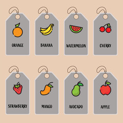 Set of fruits label