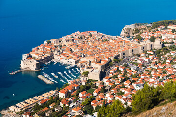 Naklejka premium Old City of Dubrovnik near Adriatic Sea, Unesco World Heritage, Castle View, Croatia