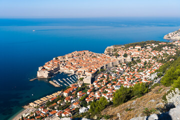 Naklejka premium Old City of Dubrovnik near Adriatic Sea, Unesco World Heritage, Castle View, Croatia