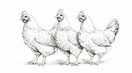 drawing of hens illustration