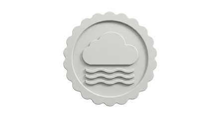 Isolated Weather Stamp Icon with Cloud and Waves