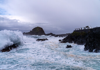 Madeira crashing waves Portugal Europe on the coast seascape 