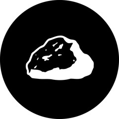 Abstract monochromatic depiction of a natural formation in a circular frame