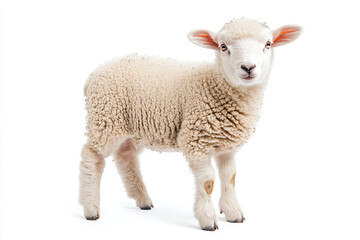 Fototapeta premium a sheep standing on a white surface with a white background