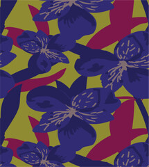 Exotic hand drawn flowers, seamless patterns with floral for fabric, textiles, clothing, wrapping paper, cover, banner, home decor, abstract backgrounds.