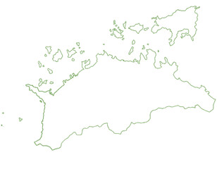 香川県　地図　白　イラスト