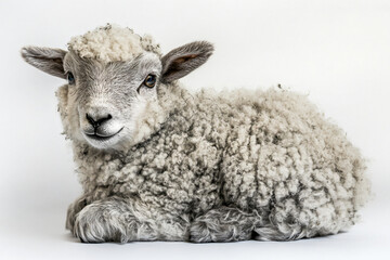 Fototapeta premium a sheep with a very thick wooly coat laying down