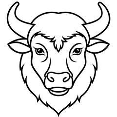 One-Line Bison Vector Design