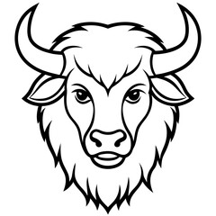 One-Line Bison Vector Design