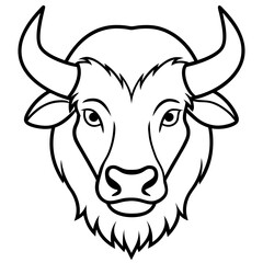 One-Line Bison Vector Design