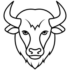 One-Line Bison Vector Design