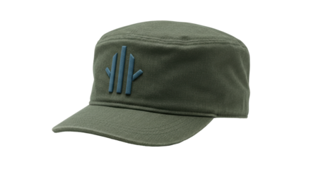 Isolated Green Military Cap with Logo