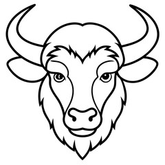 One-Line Bison Vector Design