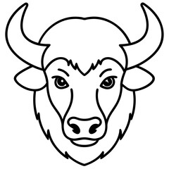 One-Line Bison Vector Design