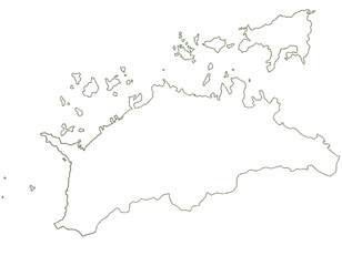 香川県　地図　白　イラスト