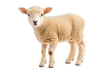 Fototapeta premium a sheep standing on a white surface with a white background