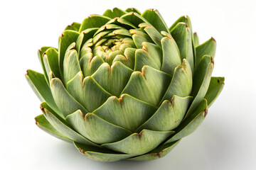 Artichoke, Fresh Green Vegetable with Edible Heart, Isolated on White stock photo