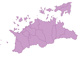 香川県　地図　紫　イラスト