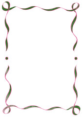 Bright Green & Pink Wavy Ribbon Frame with Dots, wedding menu invitation border, hand drawn baby shower, a4 wicked birthday pastel party, clown funfair style, bachelorette bachelor vintage retro