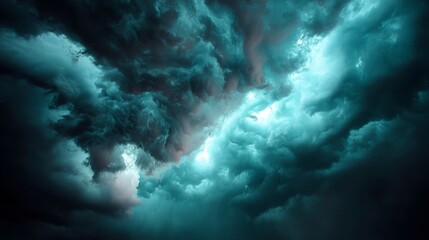 Naklejka premium Rolling dark clouds gather menacingly, heavy with the promise of a violent storm - design background texture pattern seamless