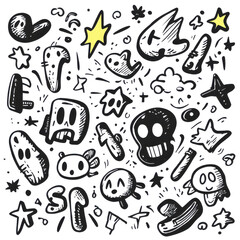 Hand-Drawn Doodles png isolated doodles png hand-drawn doodles png sketch doodles png decorative doodles png illustrations png transparent background image.