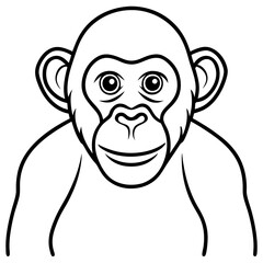 One-Line Chimpanzee Vector Design