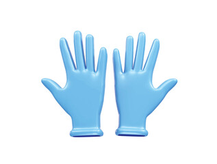 Blue Medical Gloves for Protection and Safety icon 3d. Hand gloves icon 3d rendering illustration