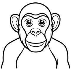 One-Line Chimpanzee Vector Design