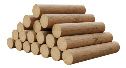 Isolated Stack of Wooden Logs