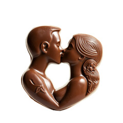 Obraz premium Romantic chocolate couple kiss isolated on transparent background