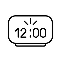 Digital clock icon showing twelve o'clock midnight or noon time vector design illustration outline 12 00