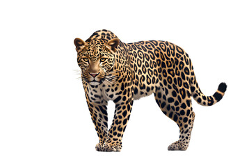  Beautiful leopard standing, full-body, transparent background PNG 