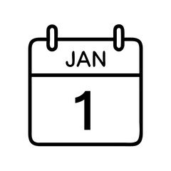 January first calendar icon vector illustration for new year date reminder and schedule management design 1