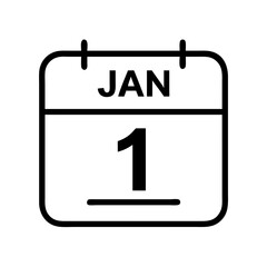 January first calendar icon vector illustration for new year holiday date reminder and planning design