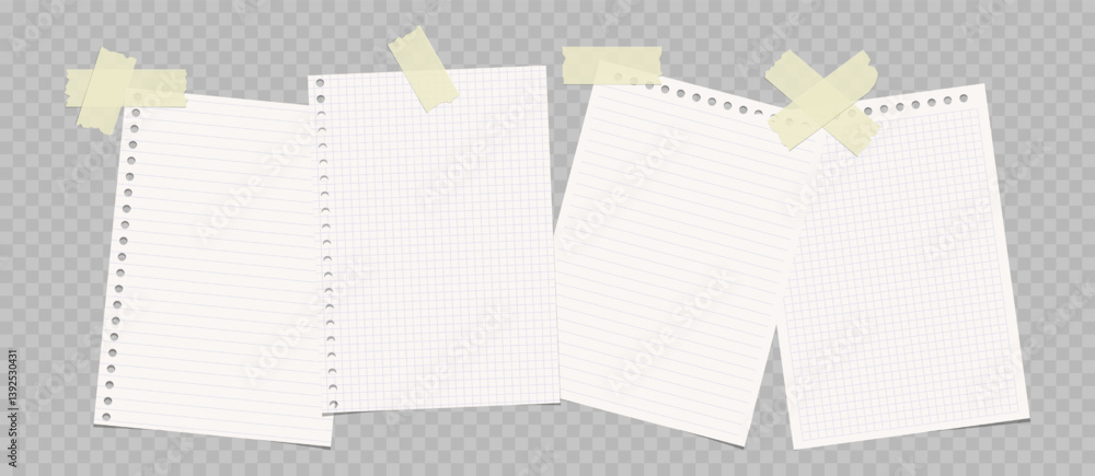 Aufkleber vector notebook sheets attached with adhesive tape.