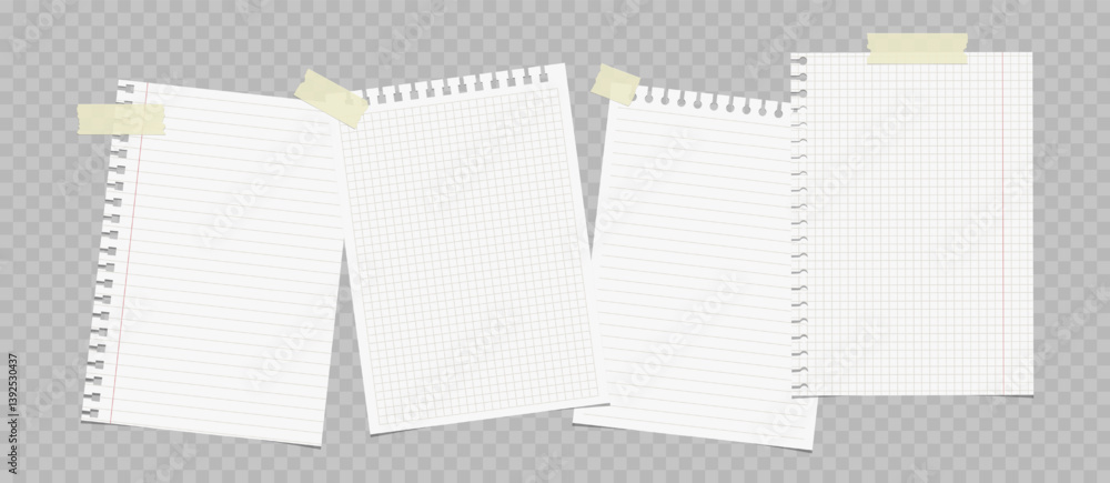 Poster vector notebook sheets attached with adhesive tape.