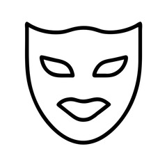 Theater mask outline drawing vector illustration for masquerade ball costume party and carnival celebration