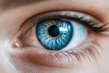 Fototapeta premium Close-Up of Human Eye with Blue Iris and Detailed Texture