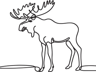 Minimalist Moose Line Drawing Vector