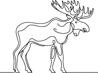 Minimalist Moose Line Drawing Vector