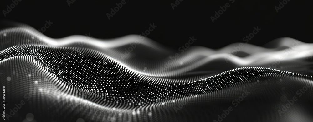 Poster abstract representation of flowing waves in a monochromatic landscape. with subtle light reflections