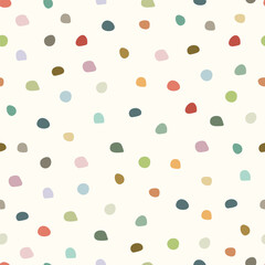 Hand drawn pastel seamless pattern for children's design. Polka dots colorful.	
