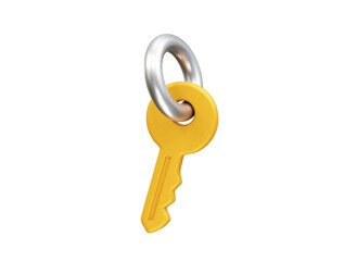 Key icon 3d render illustration. Key ring icon 3d