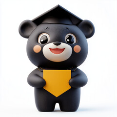 Naklejka premium 3D Characters A Cute Bear That’s Smiling Square Academic Generative AI