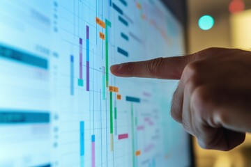 Business Person Analyzing Data Trends on Digital Screen Display